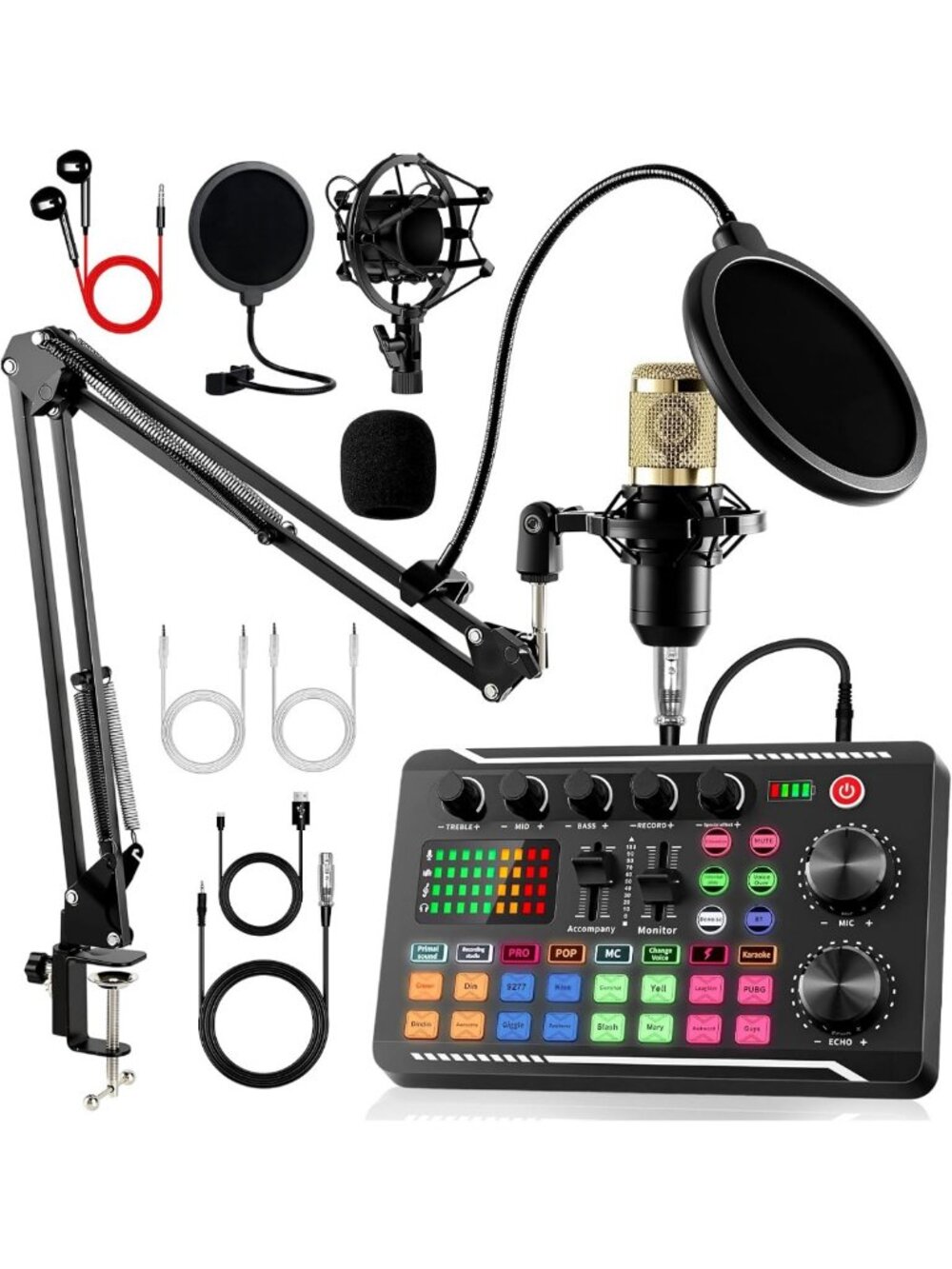 Podcast Equipment Bundle - Audio Mixer & BM800 Microphone for High-Quality Sound